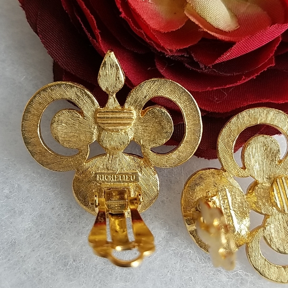 EARRINGS VTG PEARL & CRYSTAL - Picture 5 of 6